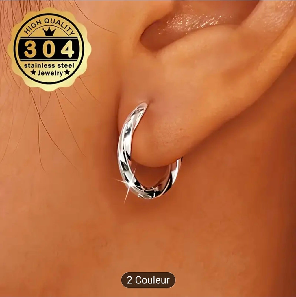 Créoles torsadées – Acier inoxydable 304/304L (Argenté ou Doré)