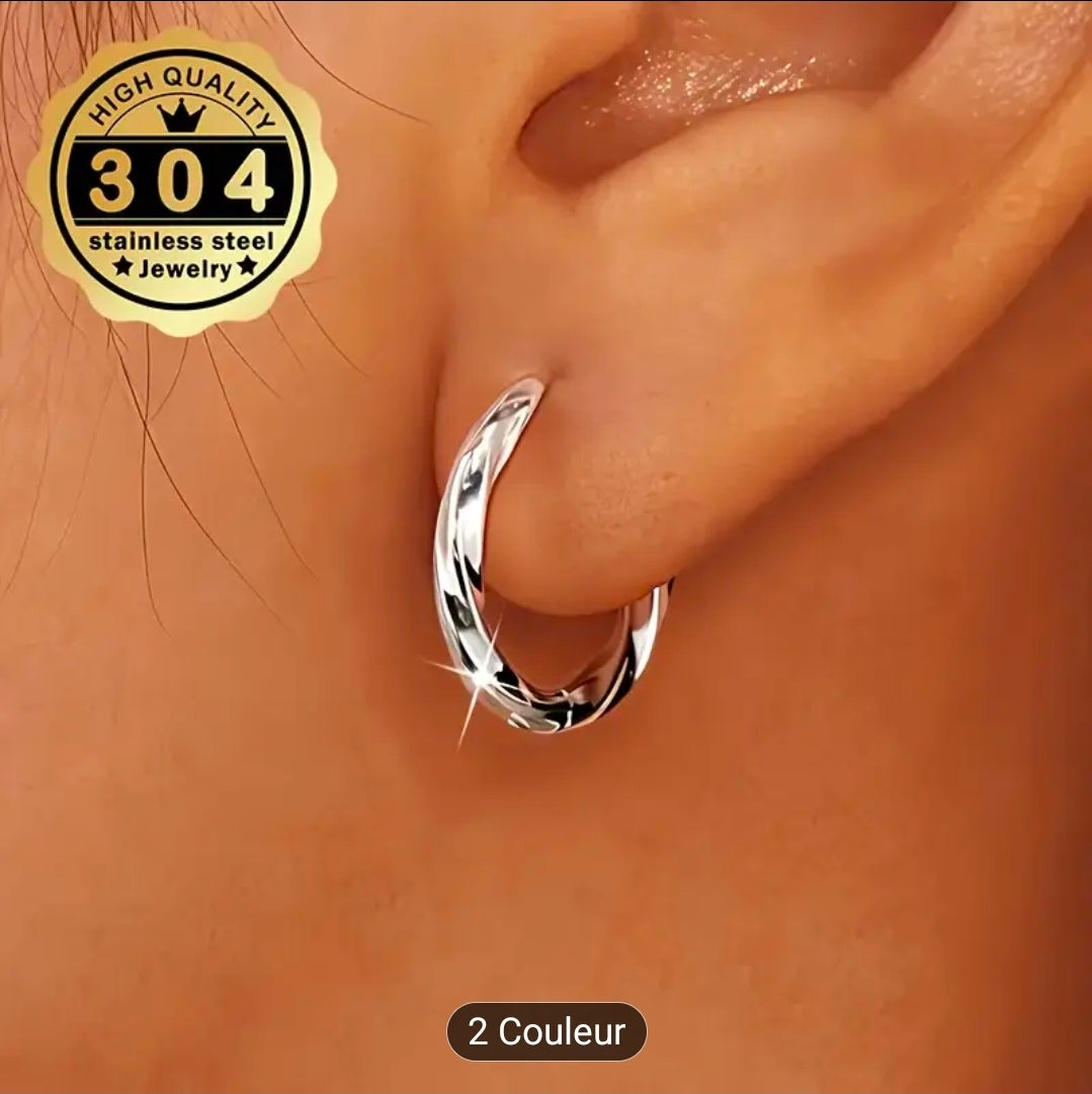 Créoles torsadées – Acier inoxydable 304/304L (Argenté ou Doré)