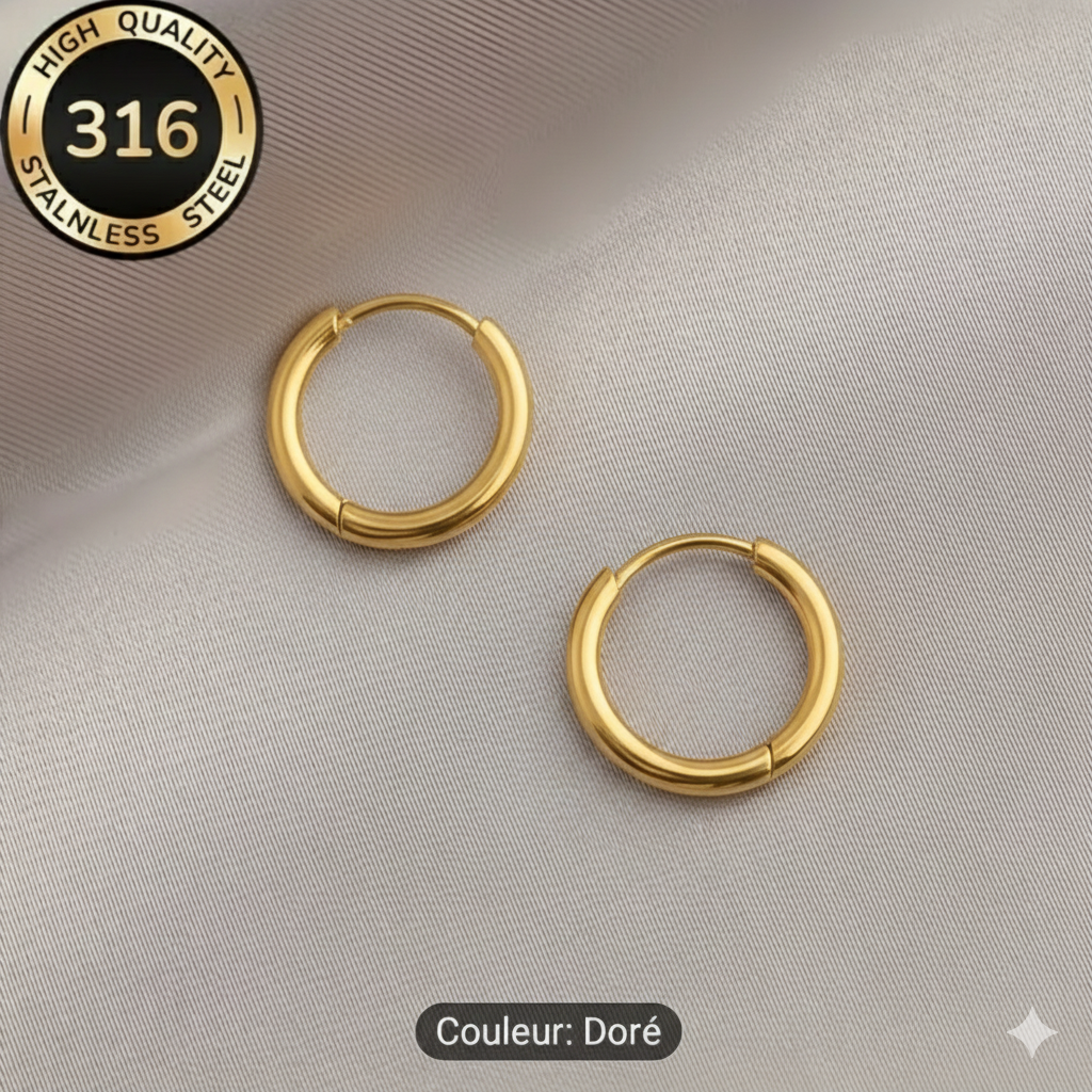 Créoles en acier inoxydable 316 – Doré ou Argenté