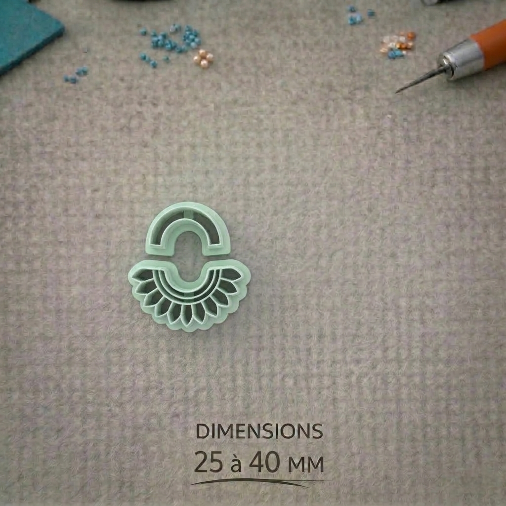 Emporte-pièces géométriques ajourés – lot de 2 cutters pâte polymère – pampilles bijoux DIY – arche douce & pointe élégante – 25 à 40 mm – EP-191 – fabriqué en France