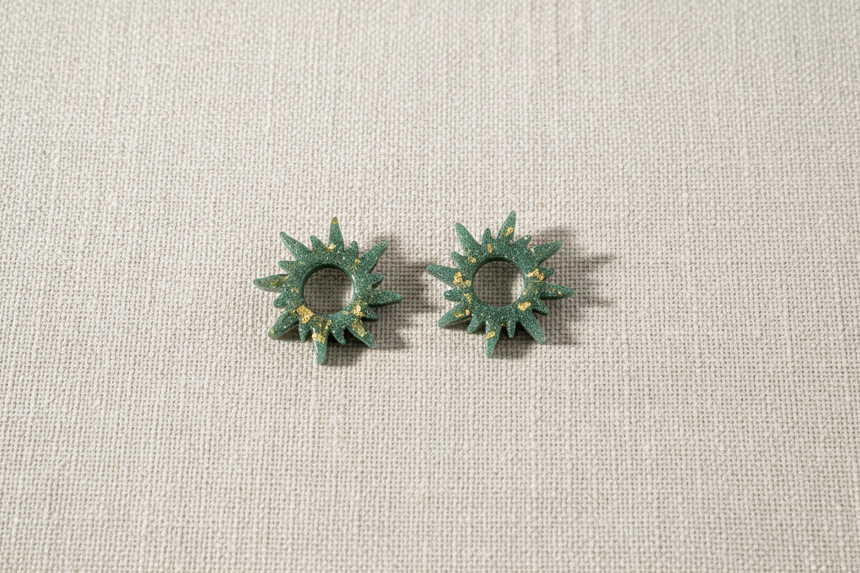 Pampilles soleil vertes feuilles d'or