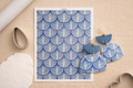Feuille de transfert motif feuilles bleues – décor graphique pour pâte polymère et bijoux DIY. TF60