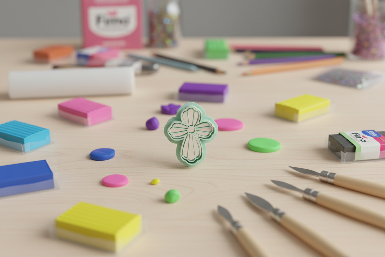 Emporte-pièce fleur croix ajourée – cutter pâte polymère bijoux DIY pampilles – 25 à 40 mm – EP-196 – fabriqué en France