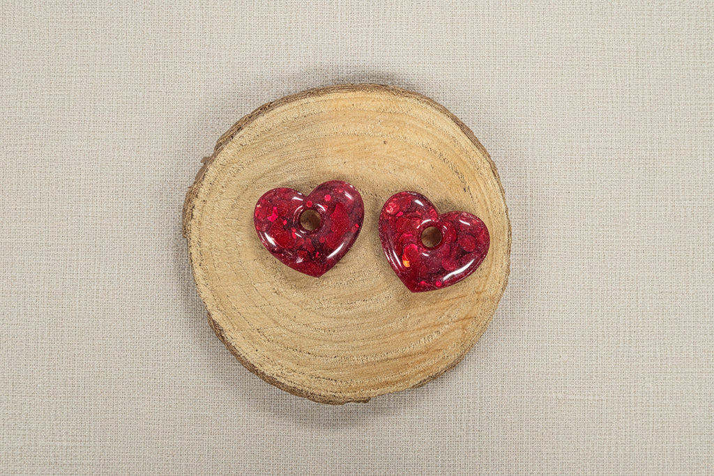 Pampilles cœur rouge pailleté