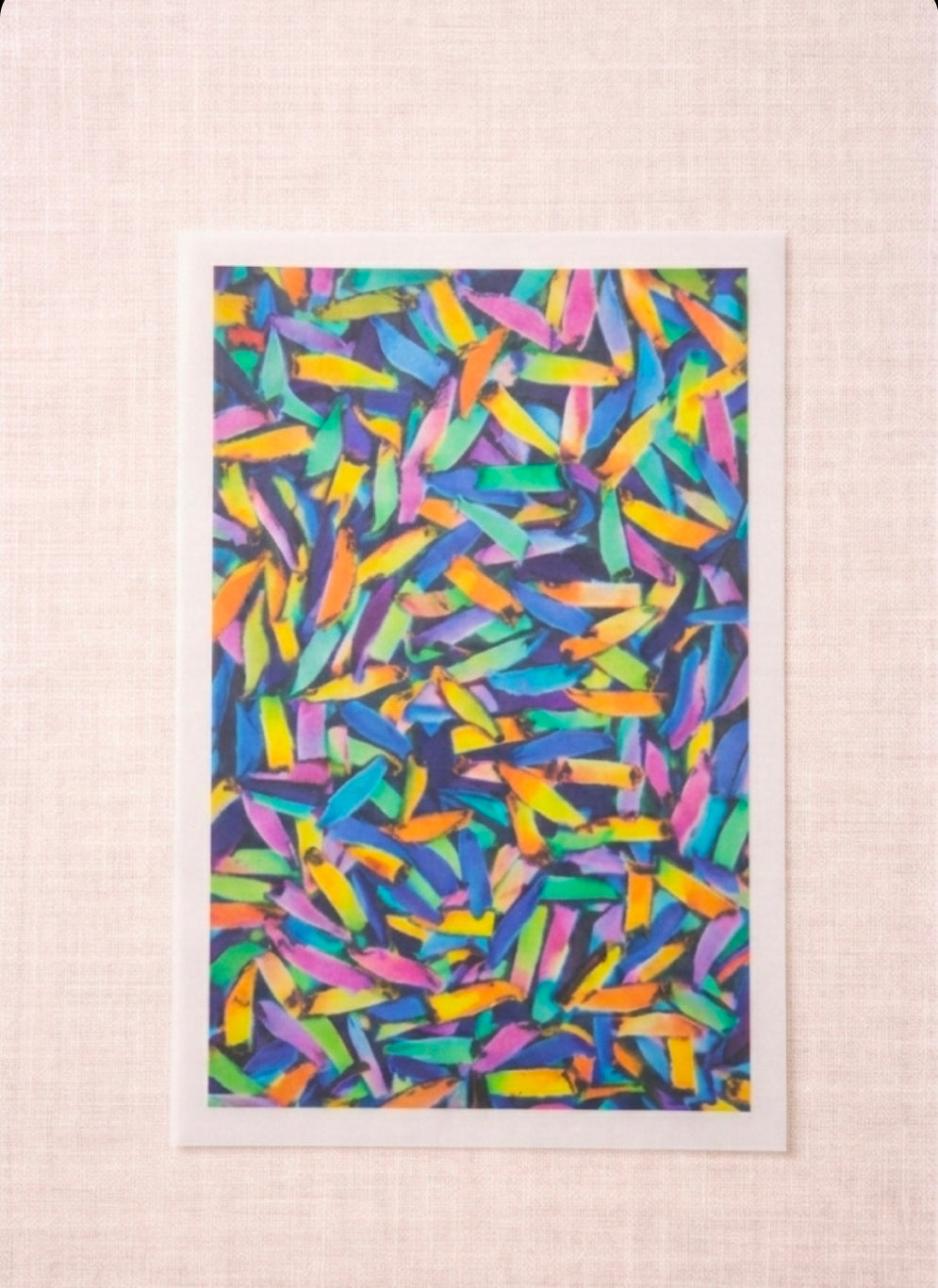 Feuille de transfert multicolore pour pâte polymère – motif éclats colorés – 9,5 x 14 cm – création bijoux DIY. TF12