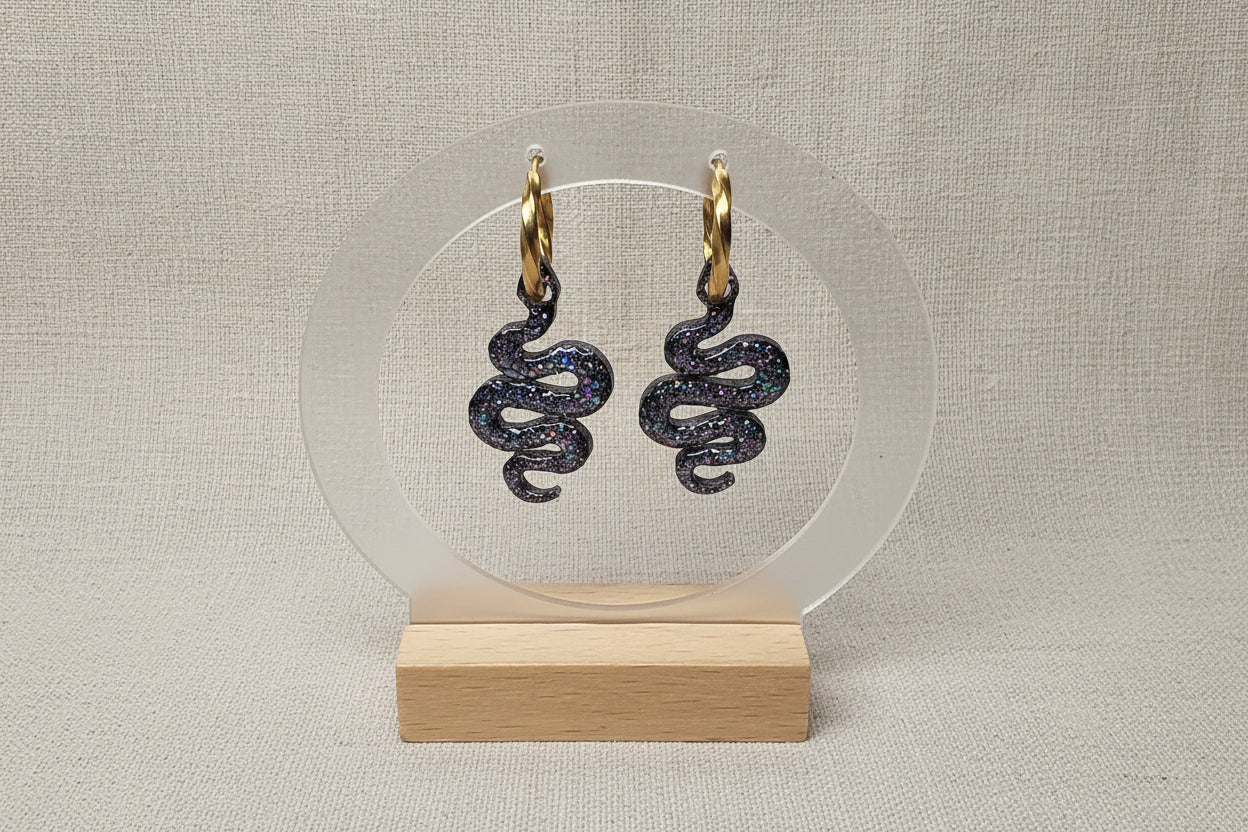 Pampilles Serpent Noir Pailleté Multicolore