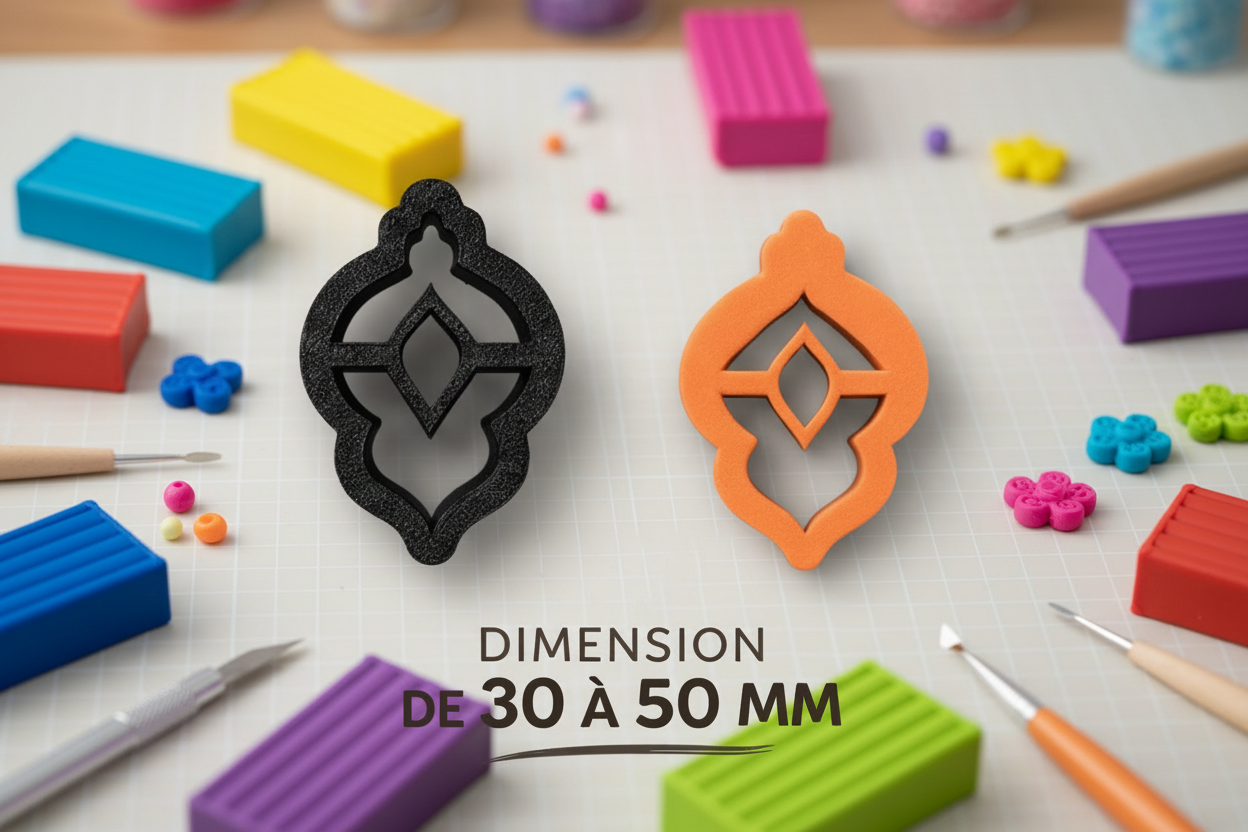 Emporte-pièce bijoux pâte polymère oriental ajouré – outil DIY boucles d’oreilles – 30 à 50 mm – fabriqué en France. EP-116