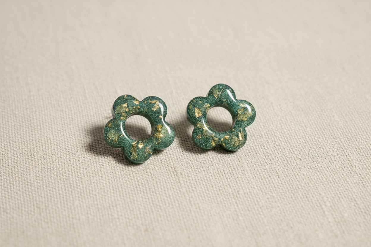 Pampilles vertes et feuille d'or