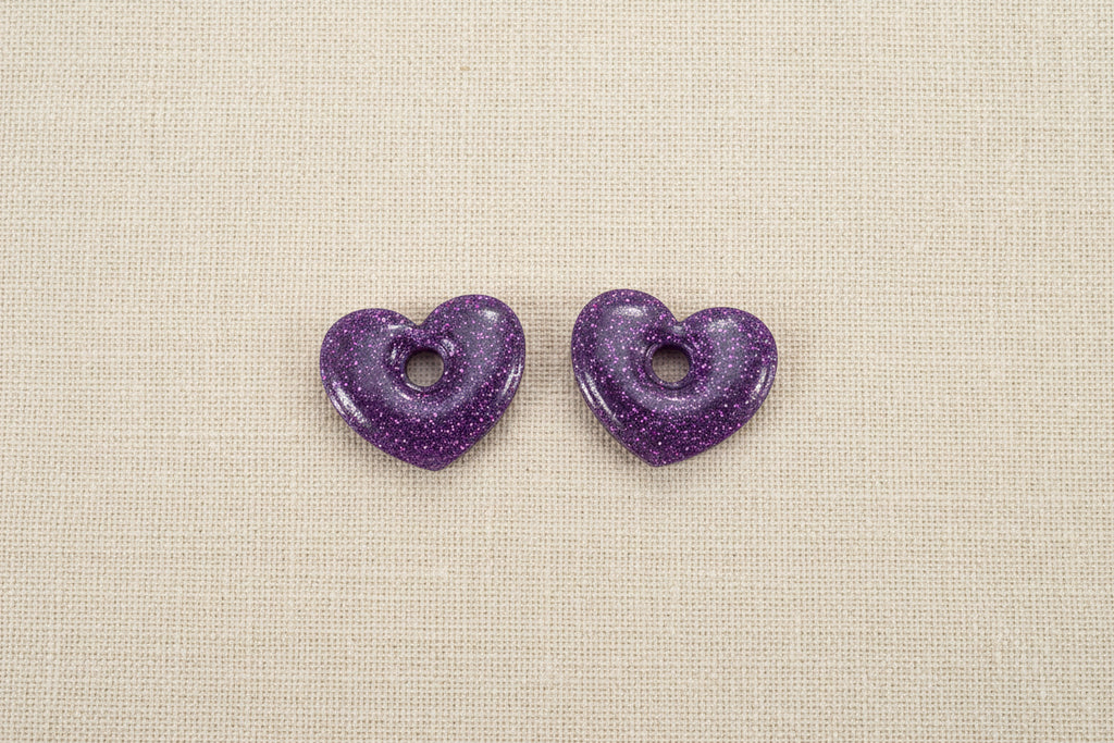 Pampilles cœur violet paillettes