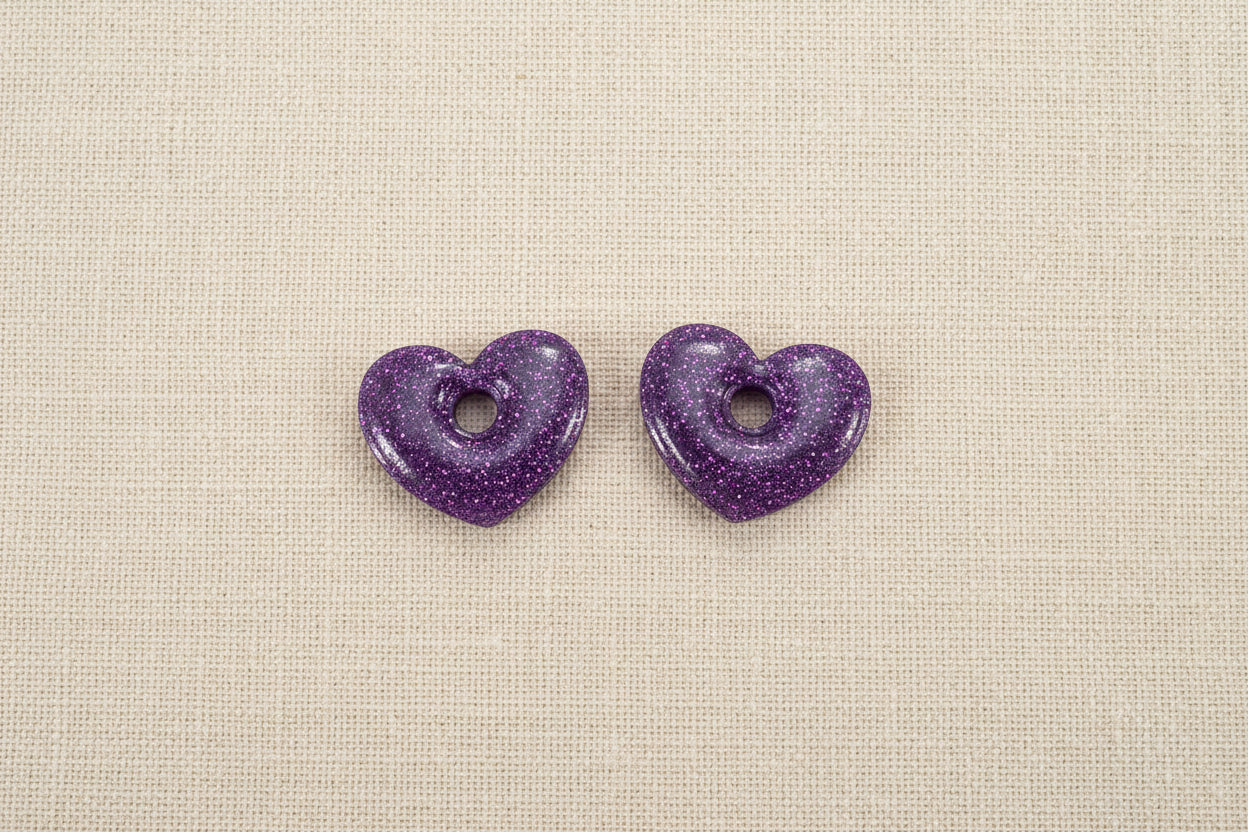 Pampilles cœur violet paillettes