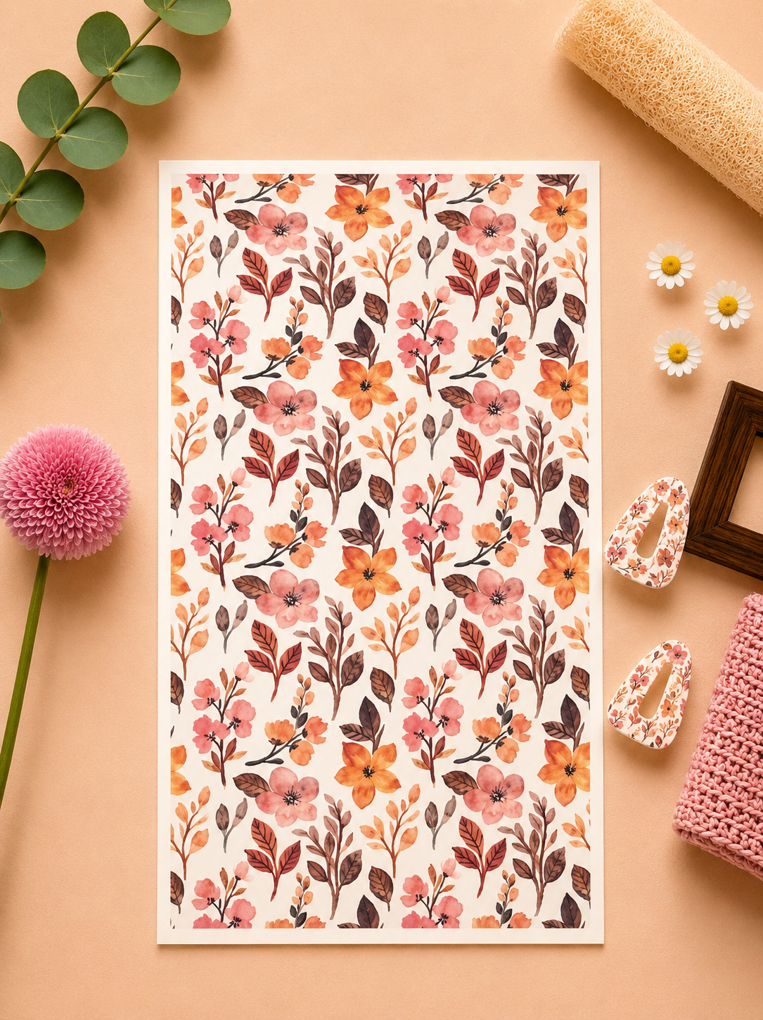 Feuille de transfert pour pâte polymère  – 7,5 x 12 cm – création bijoux DIY. TF147