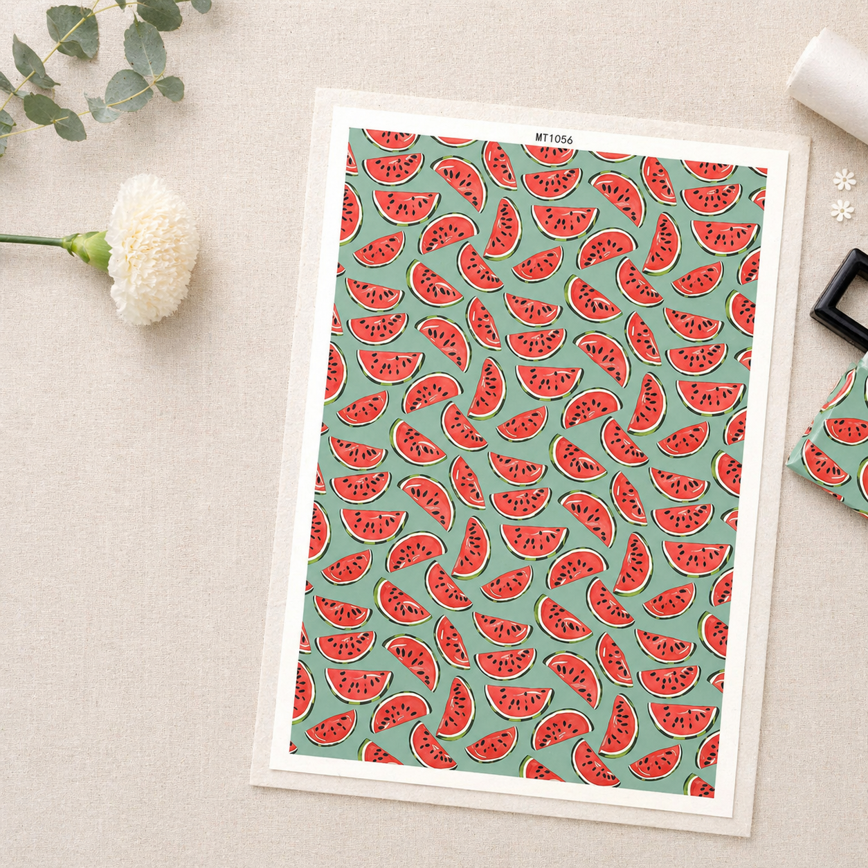 Feuille de transfert pastèques pour pâte polymère – 9,5 x 14 cm – création bijoux DIY. TF70