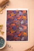 Feuille de transfert géométrique éventails colorés – motif abstrait orange violet pour pâte polymère bijoux DIY. TF08
