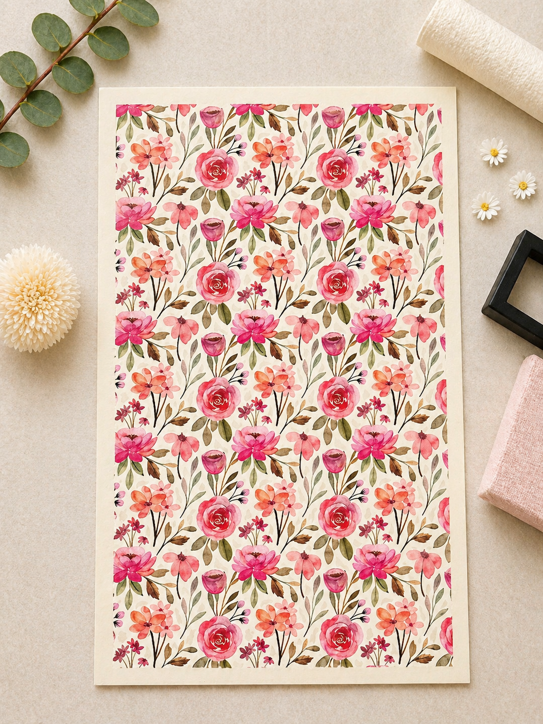 Feuille de transfert fleurs pour pâte polymère  – 7,5 x 12 cm – création bijoux DIY. TF96