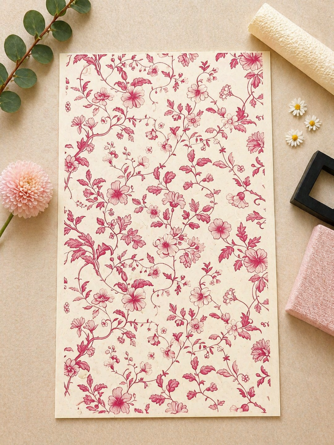 Feuille de transfert fleurs pour pâte polymère  – 7,5 x 12 cm – création bijoux DIY. TF105