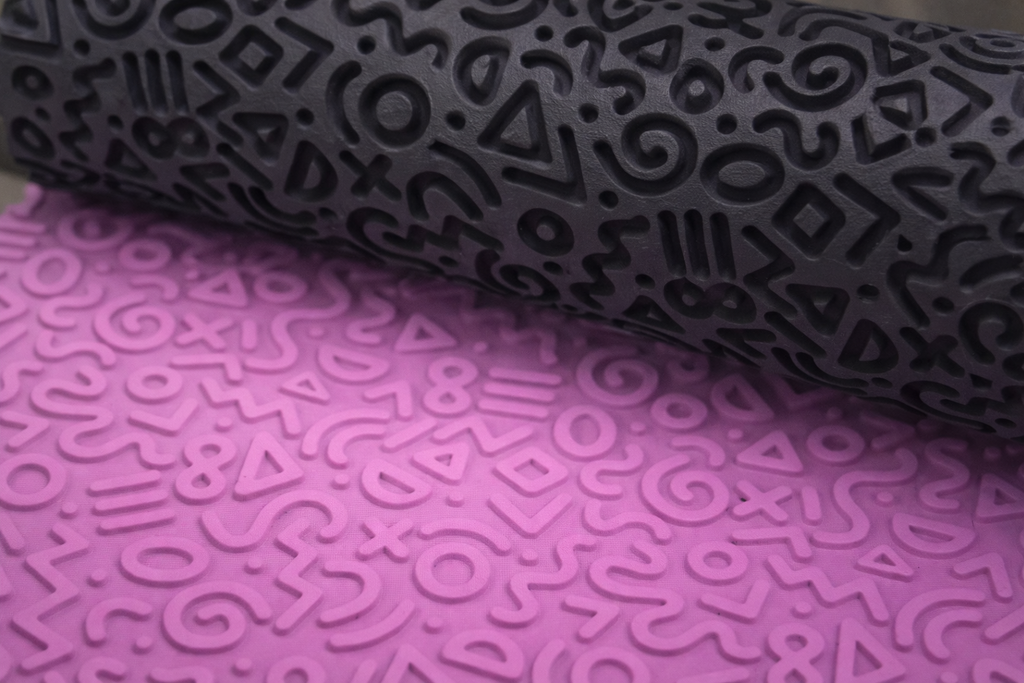Rouleau texture pâte polymère – motif Funky Pattern – rouleau texturé bijoux DIY – 24 x 80 mm – fabriqué en France