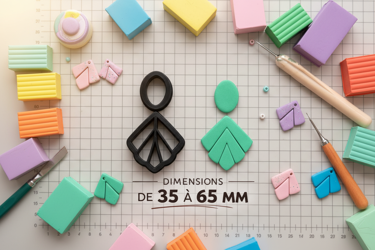 Emporte-pièces bijoux pâte polymère éventail géométrique – lot de 2 – outil DIY boucles d’oreilles – 35 à 65 mm – fabriqué en France. EP-121