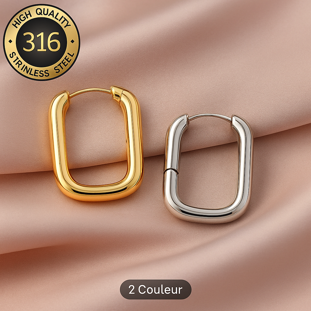 Créoles Rectangulaires Élégantes – Acier Inoxydable 316L