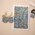 Feuille de transfert multicolore pour pâte polymère – motif éclats colorés – 9,5 x 14 cm – création bijoux DIY. TF12