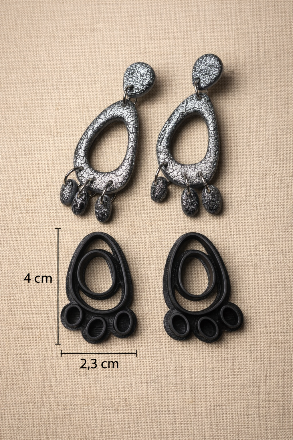 Lot de 2 emporte-pièces pour boucles d’oreilles – Formes graphiques ajourées – DIY argile polymère