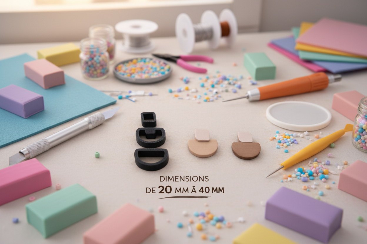 Emporte-pièce boucles d’oreilles géométriques – lot de 3 cutters pâte polymère – bijoux DIY – 20 à 40 mm – fabriqué en France. EP-129