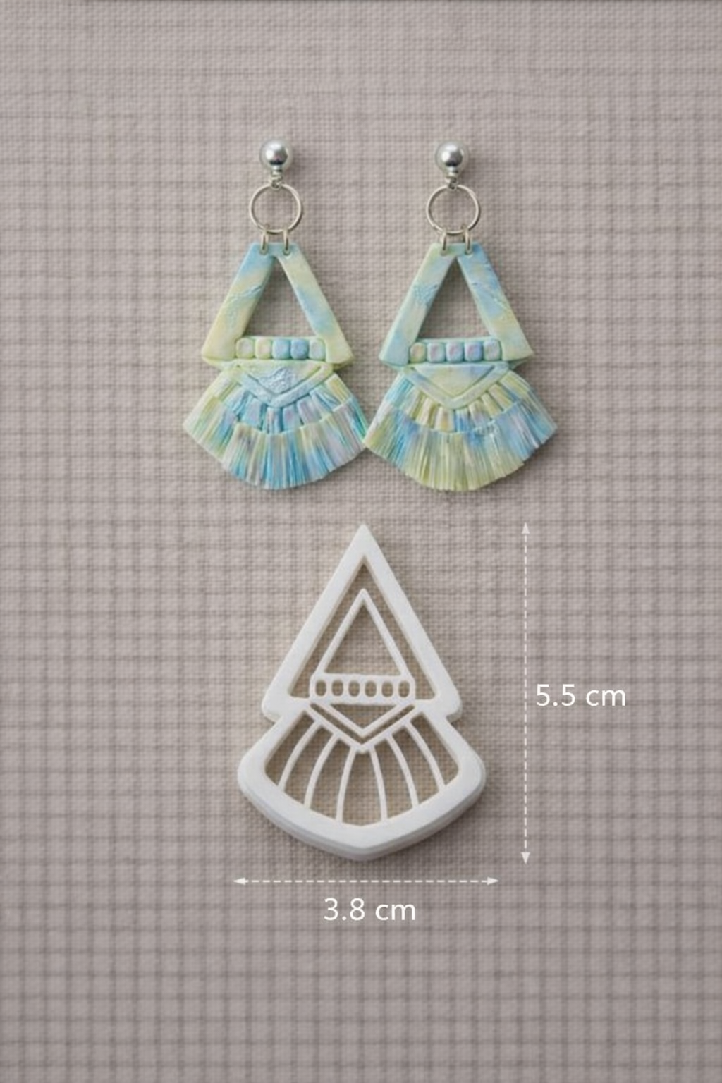 Emporte-pièce pour bijoux – DIY boucles d’oreilles – Forme géométrique triangle éventail – 5,5 cm