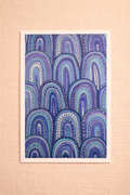 Feuille de transfert motif arches bleues – décor graphique pour pâte polymère et bijoux DIY. TF57