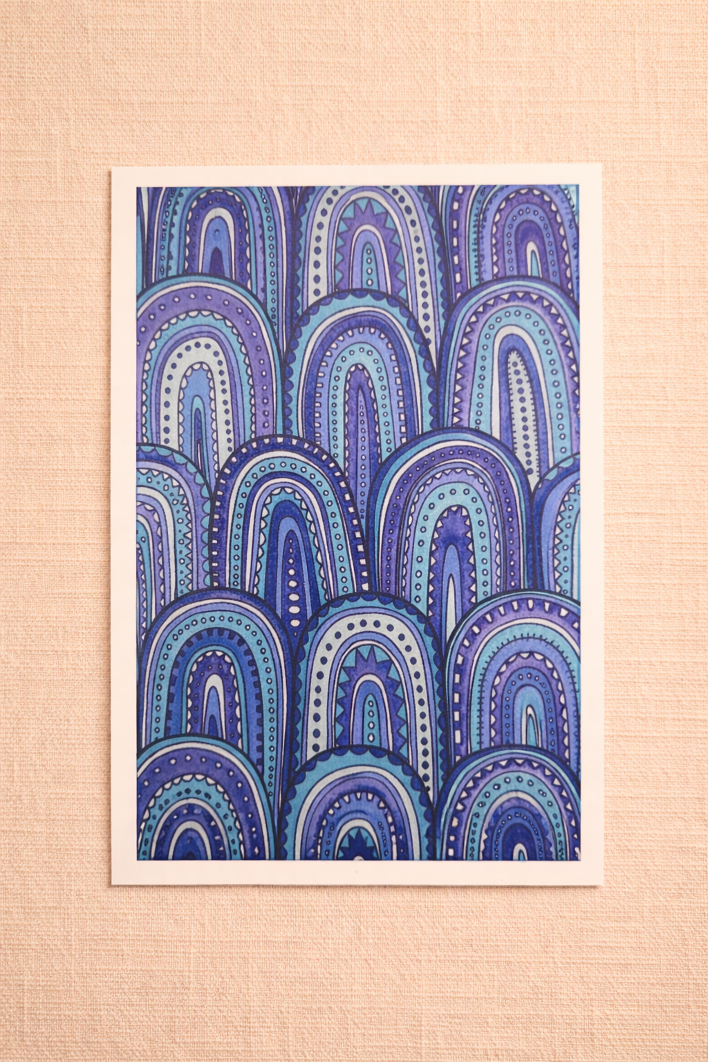 Feuille de transfert motif arches bleues – décor graphique pour pâte polymère et bijoux DIY. TF57