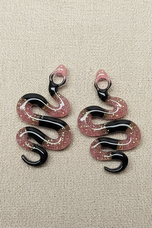 Pampilles Serpent Rose & Noir Pailleté