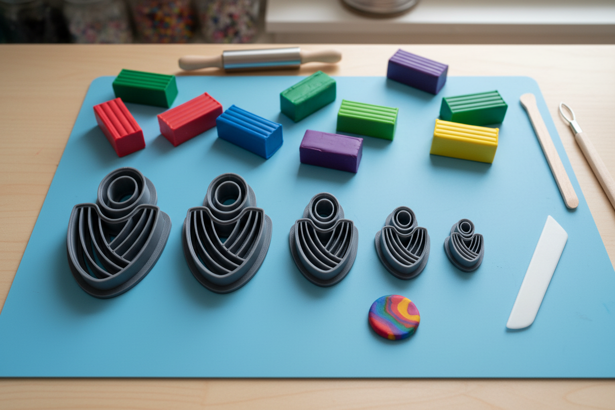 Emporte-pièce Éventail Art Déco avec rond – 30 à 45 mm au choix – Découpe bijoux pâte polymère – Fabriqué en France. EP-75