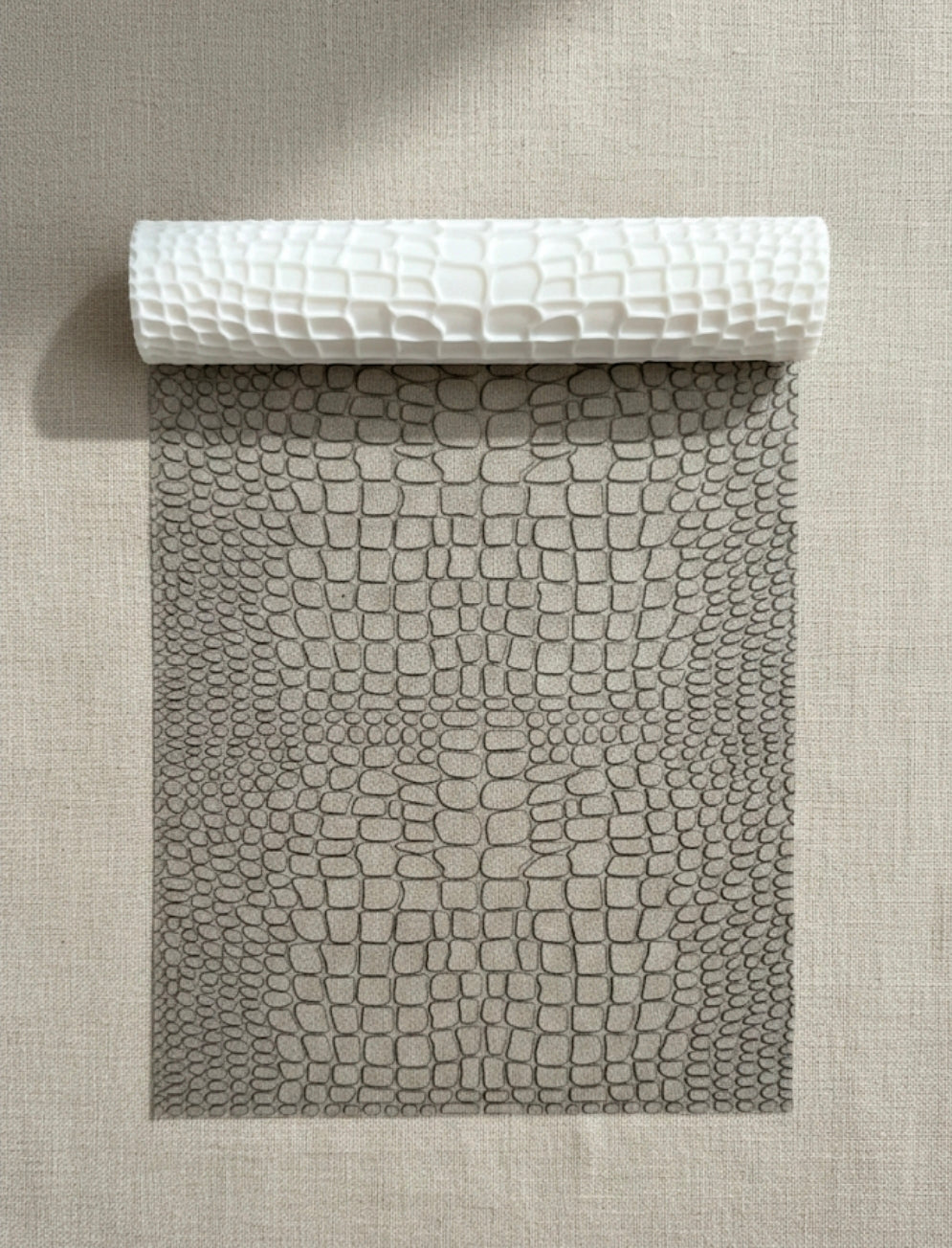 Rouleau texturé effet crocodile – 10 cm – Texture reptile pour pâte polymère, bijoux et loisirs créatifs