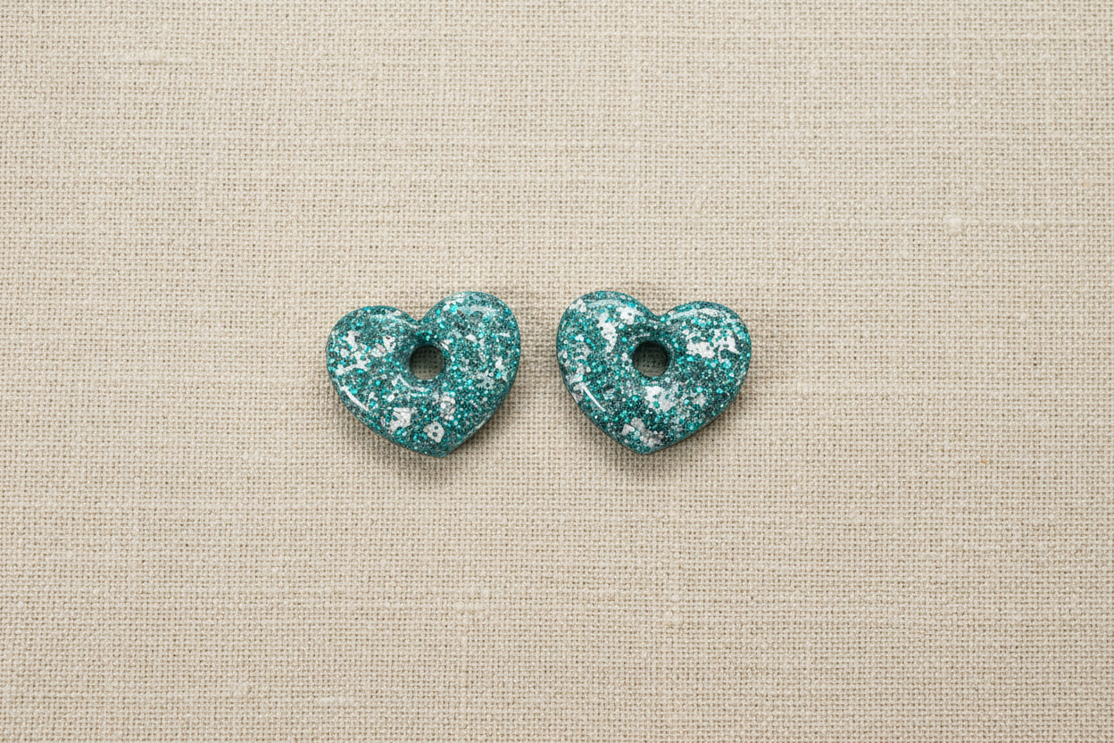 Pampilles cœur turquoise feuille d'argent