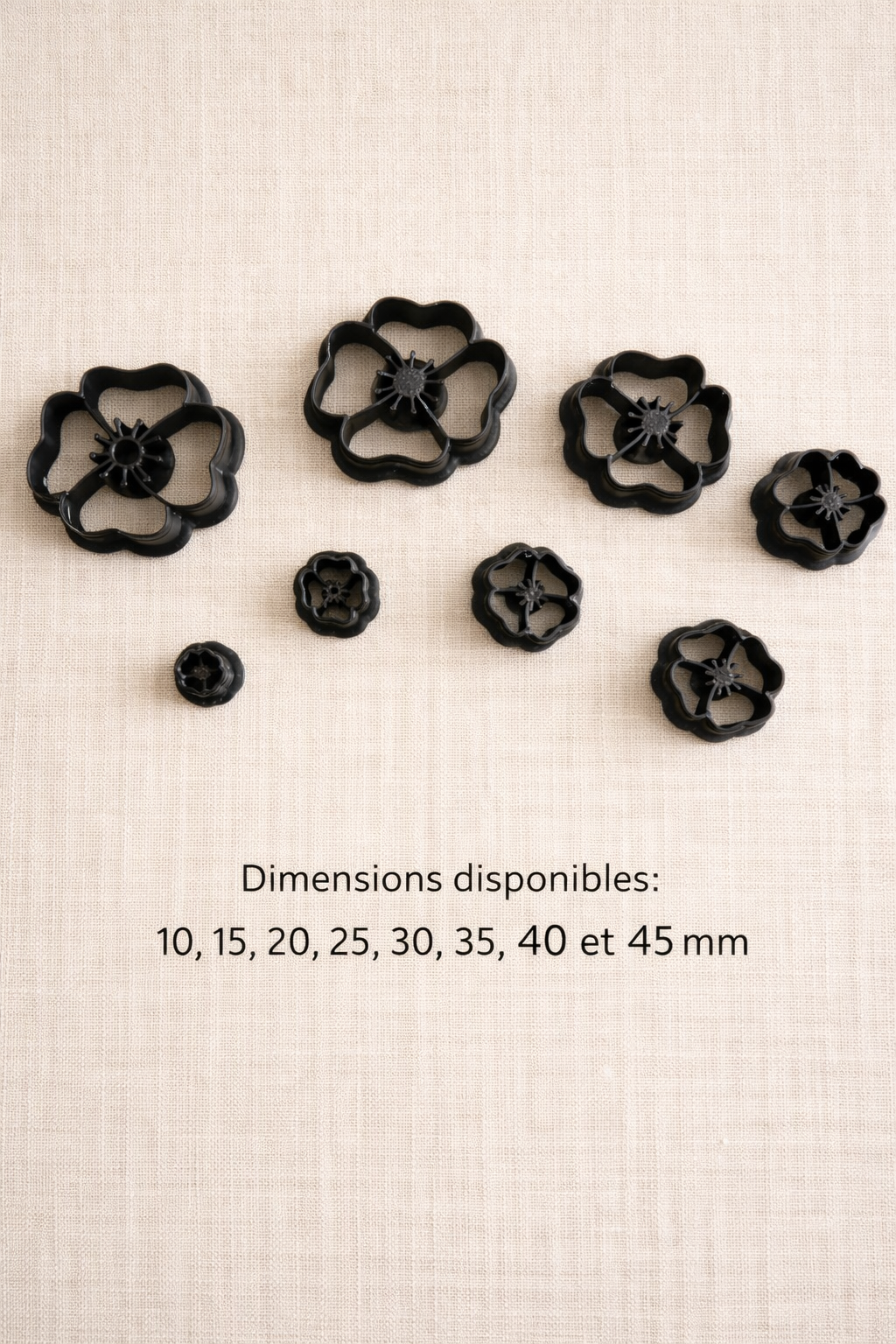Emporte-pièce fleur ajourée pour bijoux DIY – 8 tailles disponibles de 10 à 45 mm