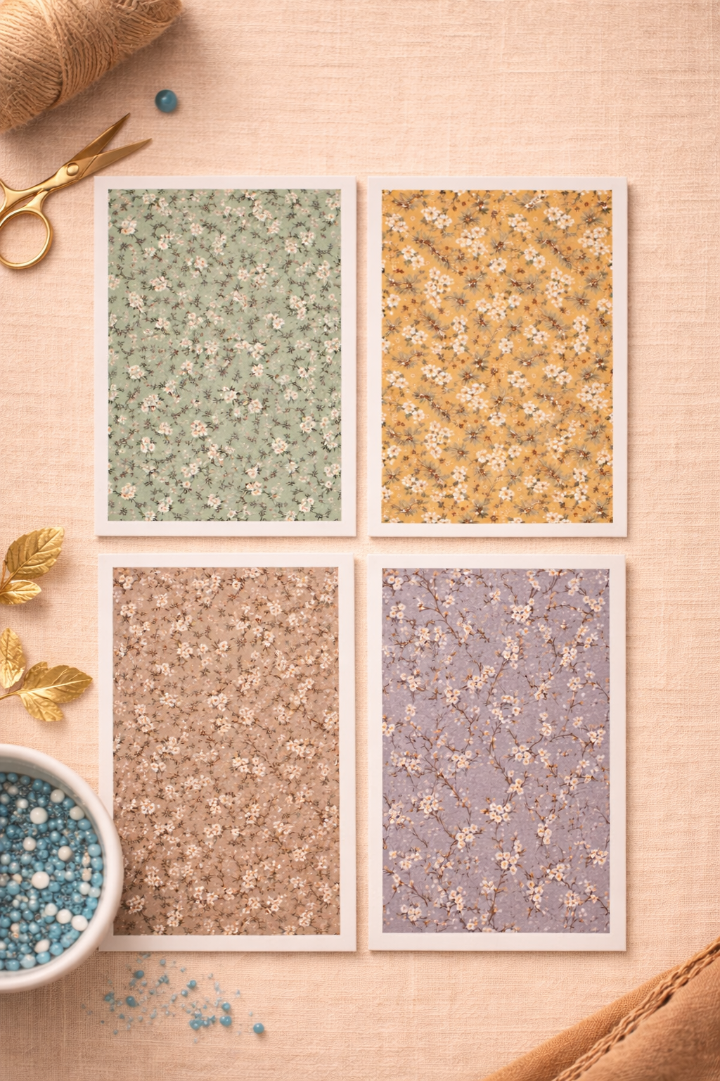 Feuille de transfert pour pâte polymère – Motifs floraux et créatifs – 7 × 12 cm. TF02