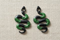 Pampilles Serpent Noir & Vert Pailleté
