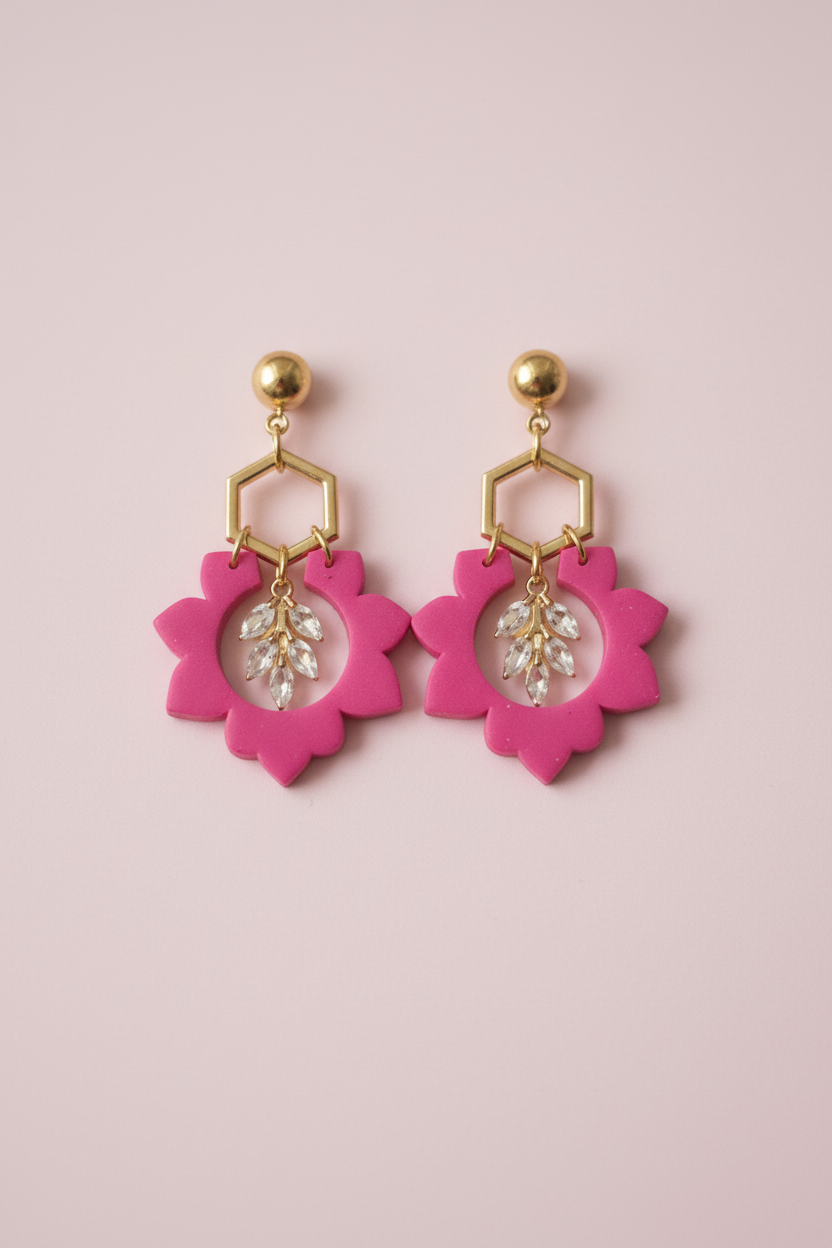 Emporte-pièce pour boucles d’oreilles – DIY bijoux – Fleur ajourée avec centre rond – 1 pièce. EP-15