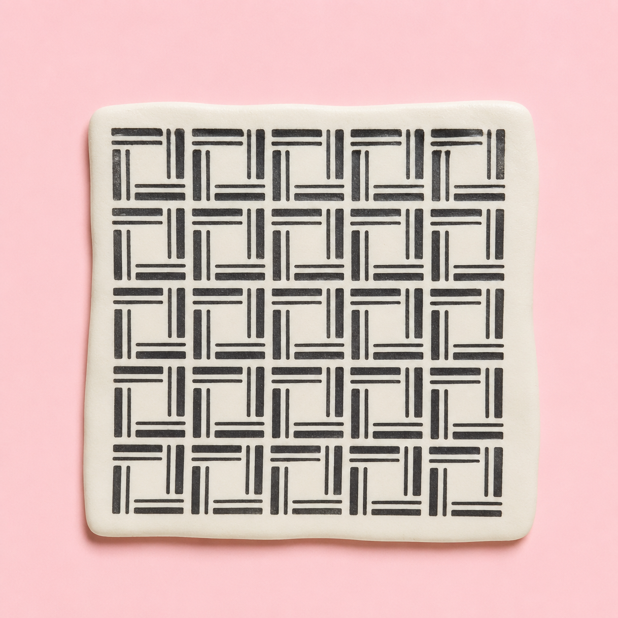 Stencil motif tressé pour pâte polymère – Pochoir texture tissage géométrique – ST-02