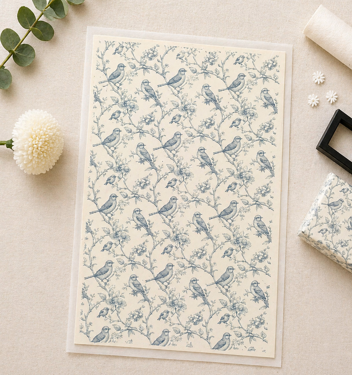 Feuille de transfert oiseaux pour pâte polymère  – 7,5 x 12 cm – création bijoux DIY. TF83