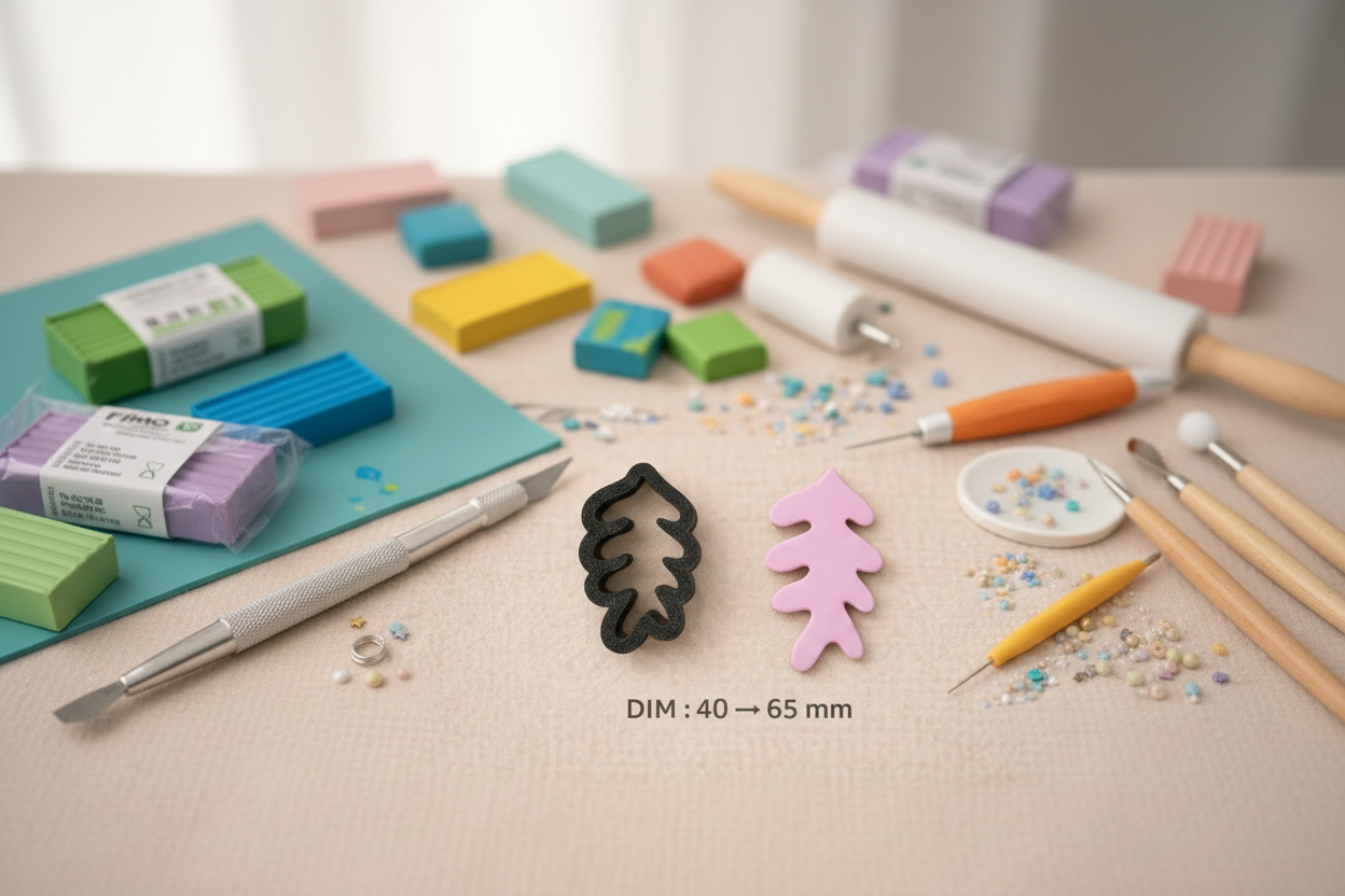 Emporte-pièce bijoux pâte polymère feuille stylisée – boucles d’oreilles DIY – 40 à 65 mm – fabriqué en France EP-111