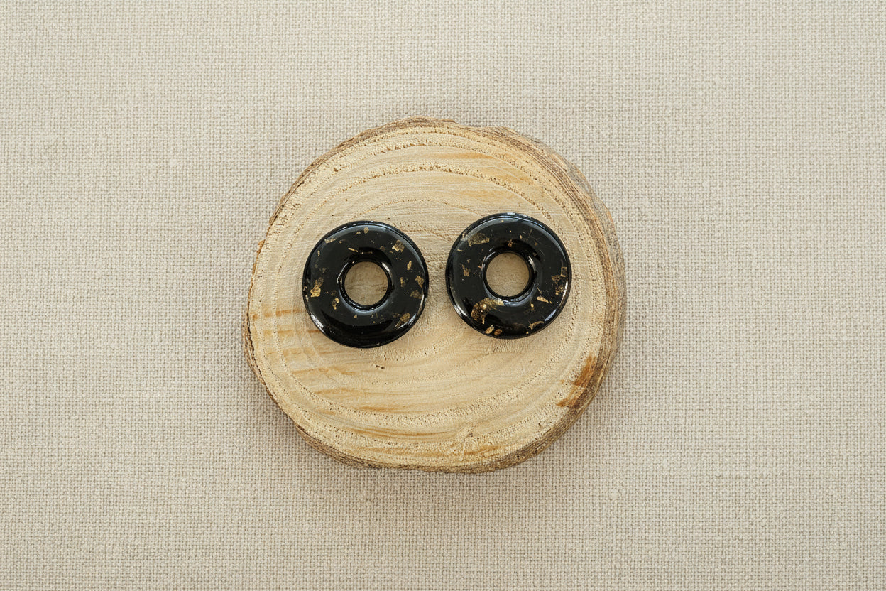 Pampilles Donut noires et feuille d'or