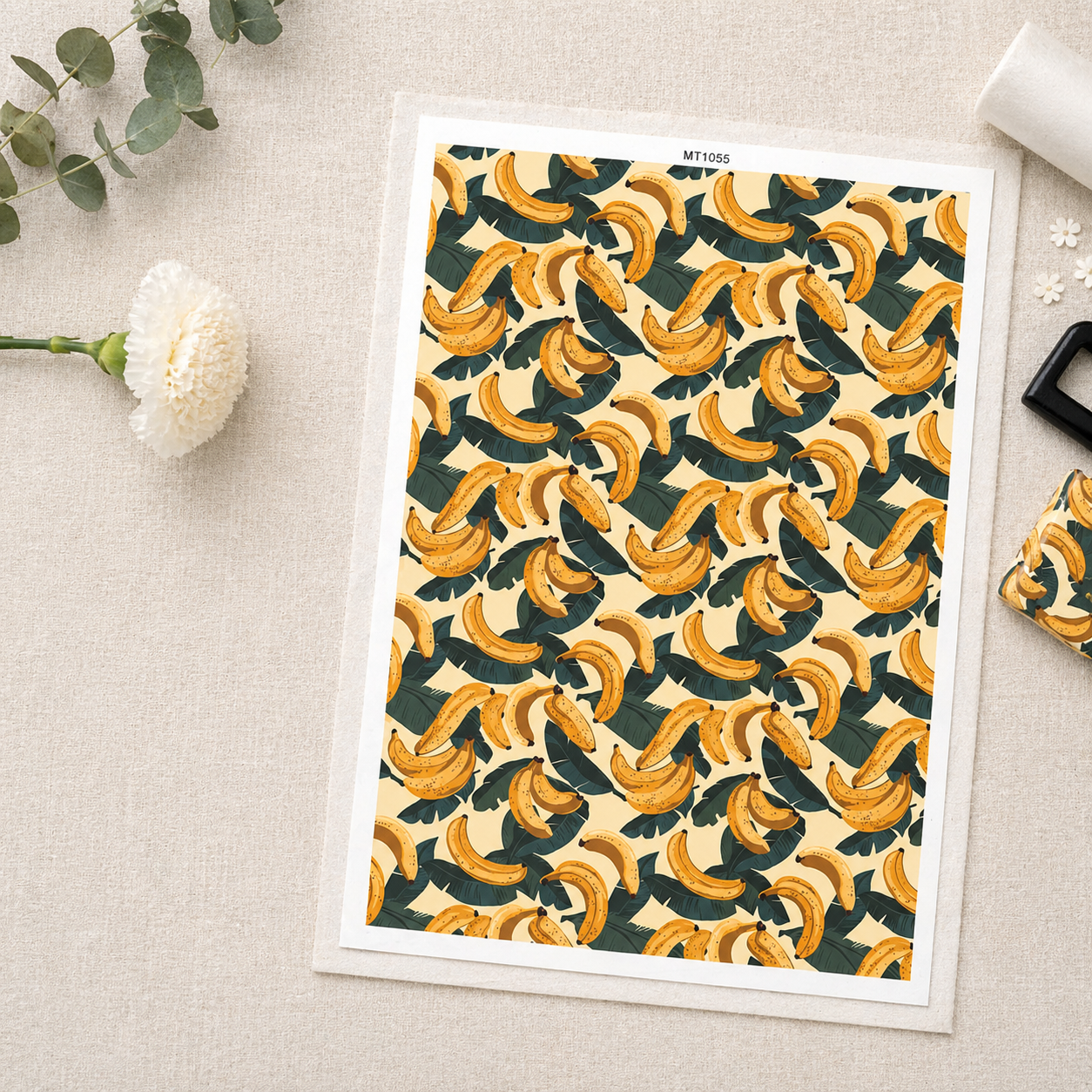 Feuille de transfert bananes pour pâte polymère – 9,5 x 14 cm – création bijoux DIY. TF69