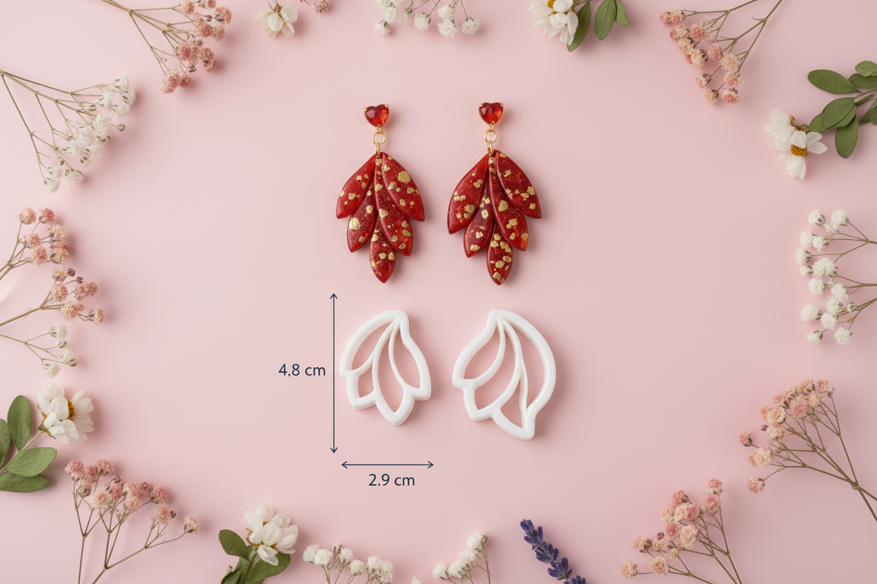 Emporte-pièces pour boucles d’oreilles – Lot de 2 – Forme feuille allongée – DIY bijoux. EP-87