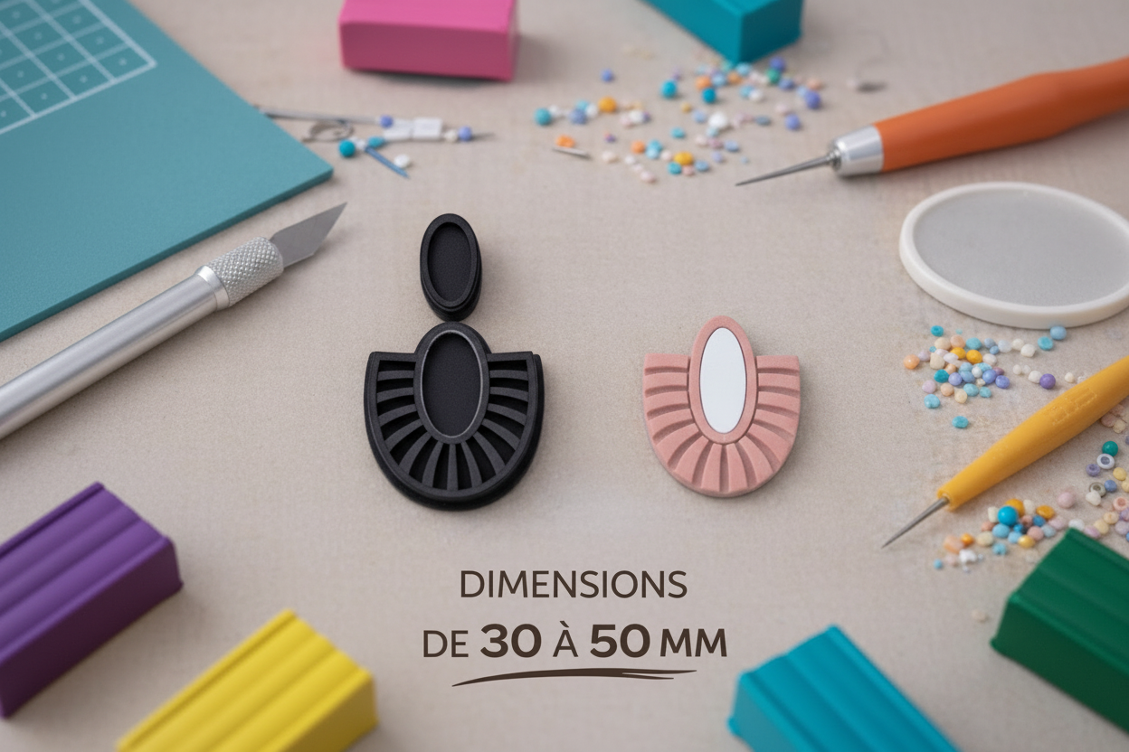 Emporte-pièce boucles d’oreilles éventail géométrique – bijoux pâte polymère – cutter clay earrings – 30 à 50 mm – fabriqué en France. EP-124