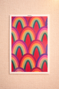 Feuille de transfert arc-en-ciel rétro – décoration pour pâte polymère et bijoux DIY. TF59