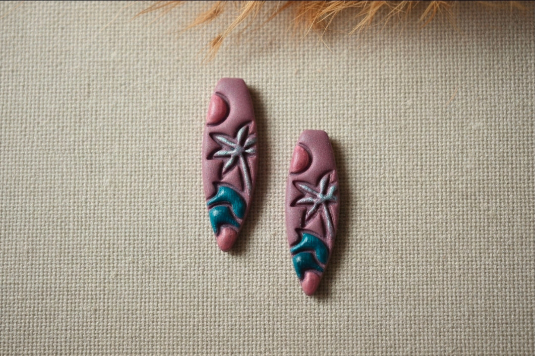 Emporte-pièce pour boucles d’oreilles – Forme allongée ajourée florale – DIY argile polymère