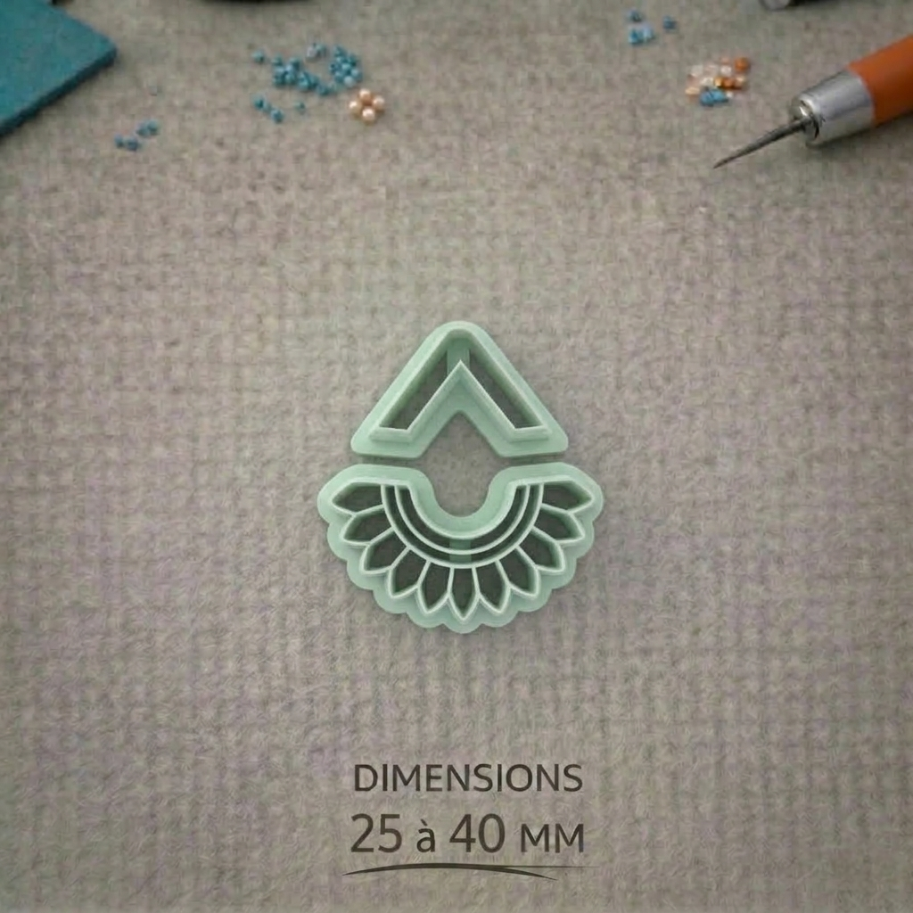 Emporte-pièces géométriques ajourés – lot de 2 cutters pâte polymère – pampilles bijoux DIY – arche douce & pointe élégante – 25 à 40 mm – EP-191 – fabriqué en France