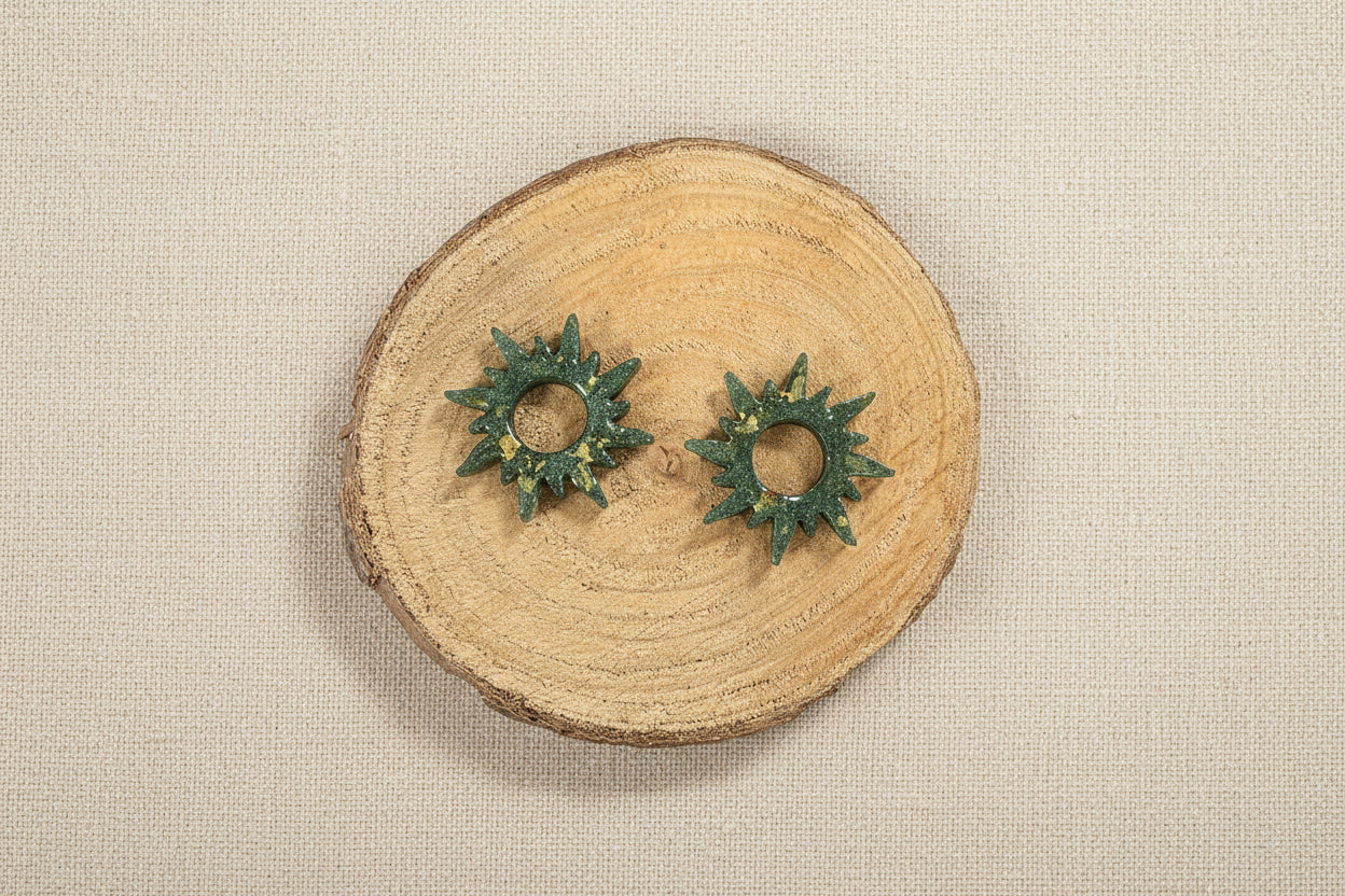 Pampilles soleil vertes feuilles d'or