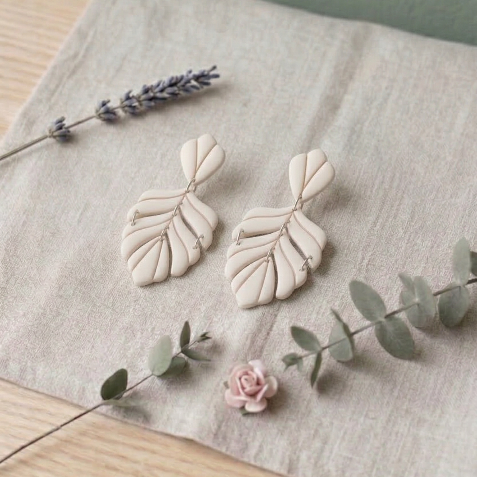 Emporte-pièces feuille plume – lot de 2 cutters pâte polymère – bijoux DIY pampilles – 40 à 55 mm – EP-188 – fabriqué en France