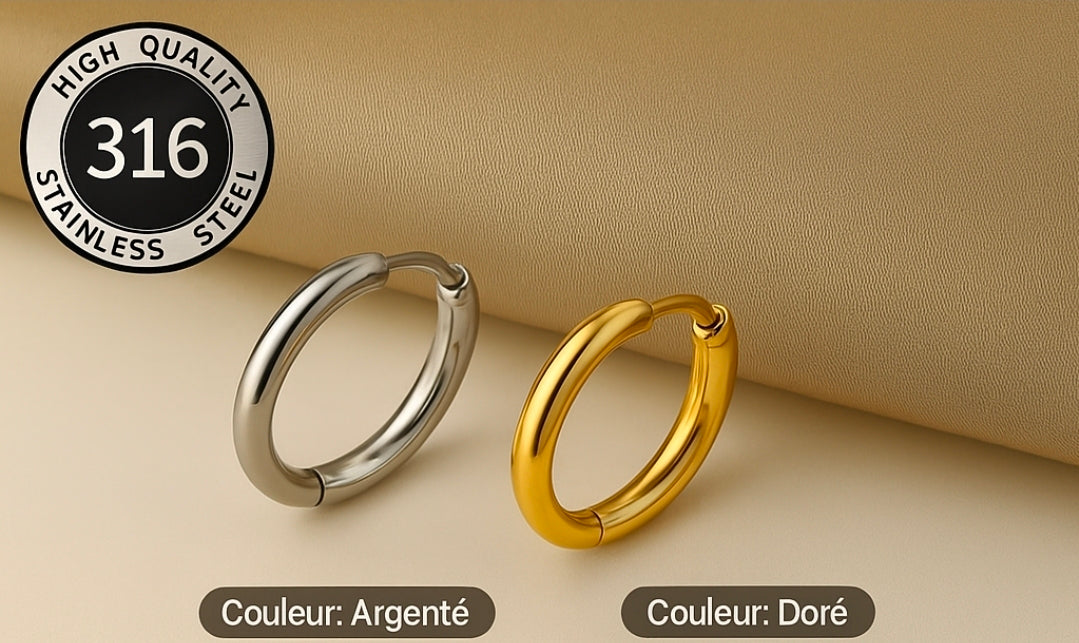 Créoles en acier inoxydable 316 – Doré ou Argenté