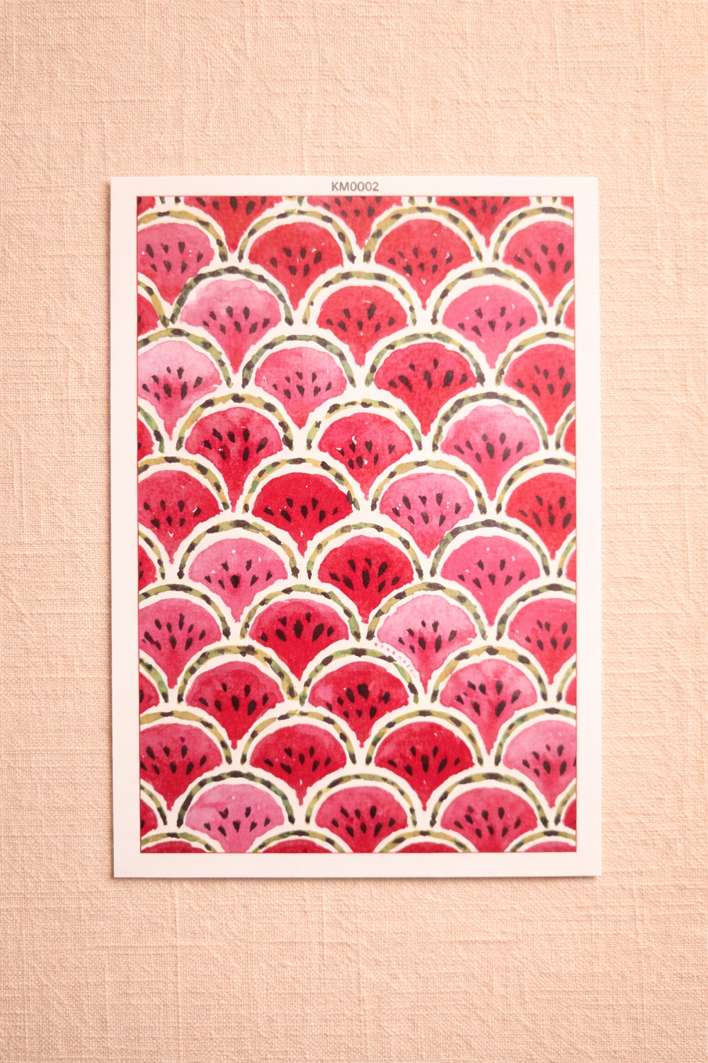 Feuille de transfert motif pastèque – décor fruité pour pâte polymère et bijoux DIY. TF56